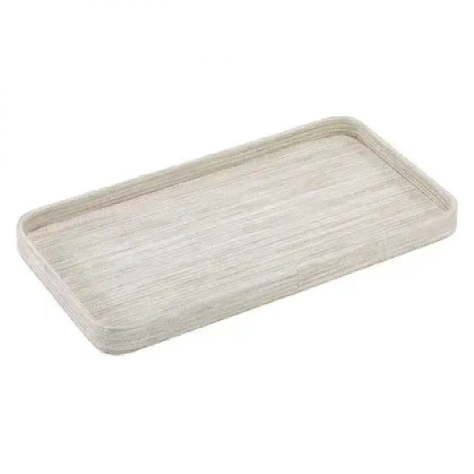 Grasscloth Ecru Rounded Vanity Tray