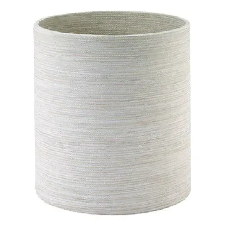 Grasscloth Ecru Round Waste Basket