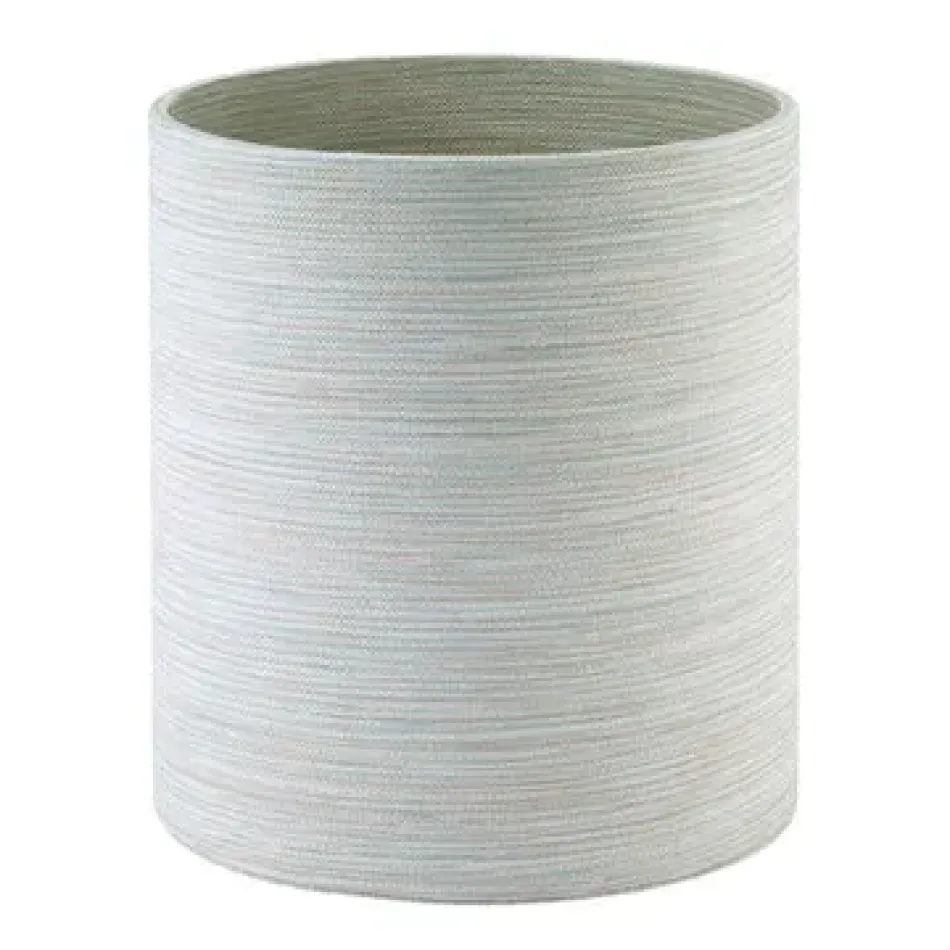 Grasscloth Celadon Round Waste Basket