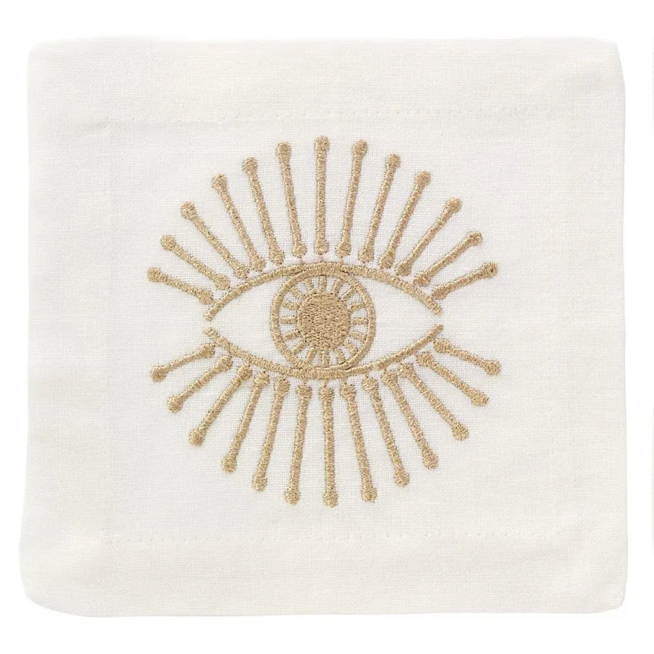 Bright Eyes Gold Cocktail Napkins, Set of 4