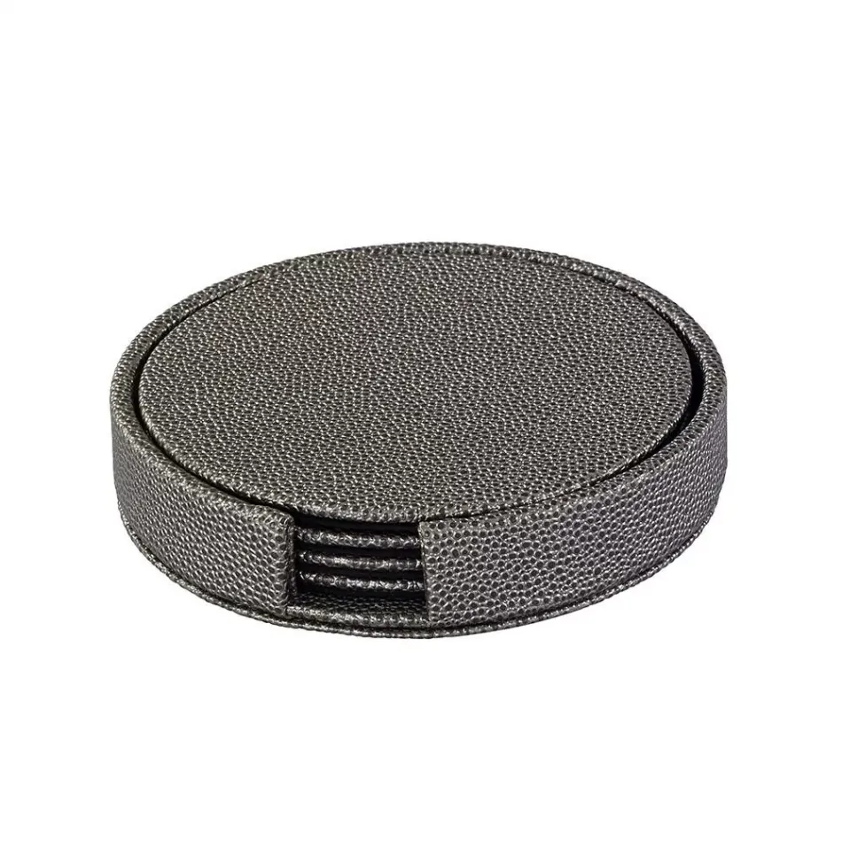 Skate Charcoal Round Boxed Coaster, Set of 4
