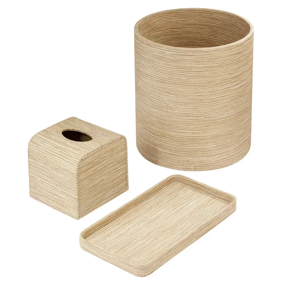Grasscloth Latte Bath Accessories
