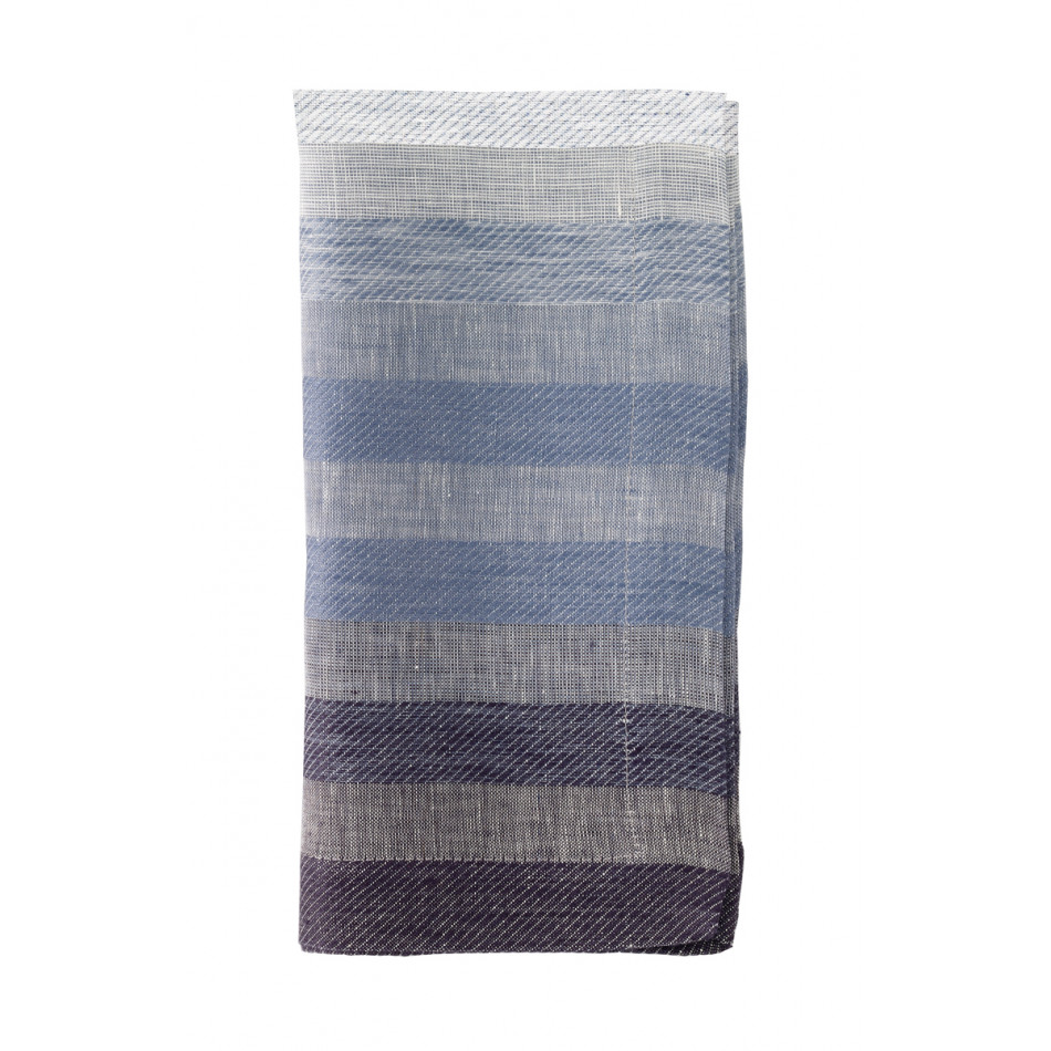 Gradient Stripe Navy Linen Table Linens