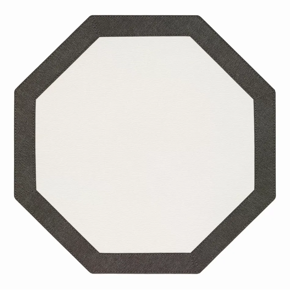 Bordino White Charcoal Octagon Placemats, Set of 4