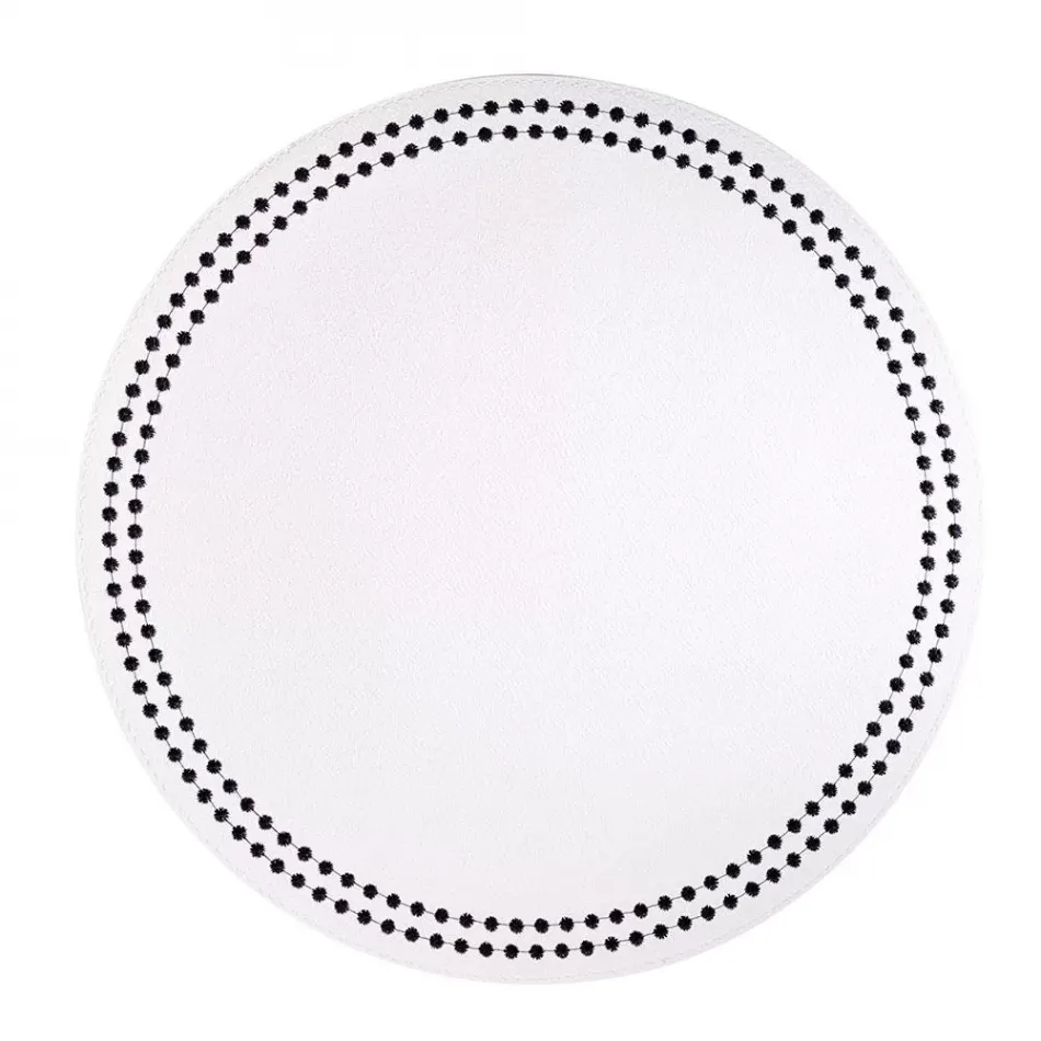 Pearls Pure White Black Placemats, Set of Four