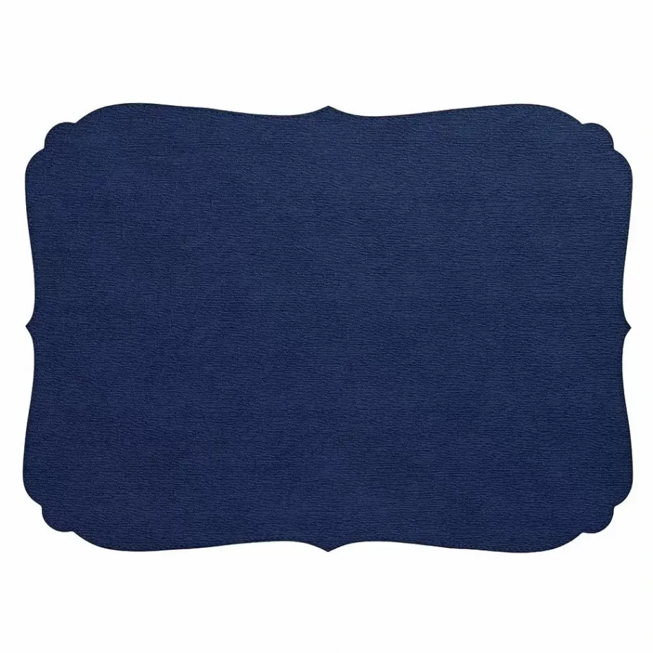 Curly Navy Rectangular Placemats, Set of Four