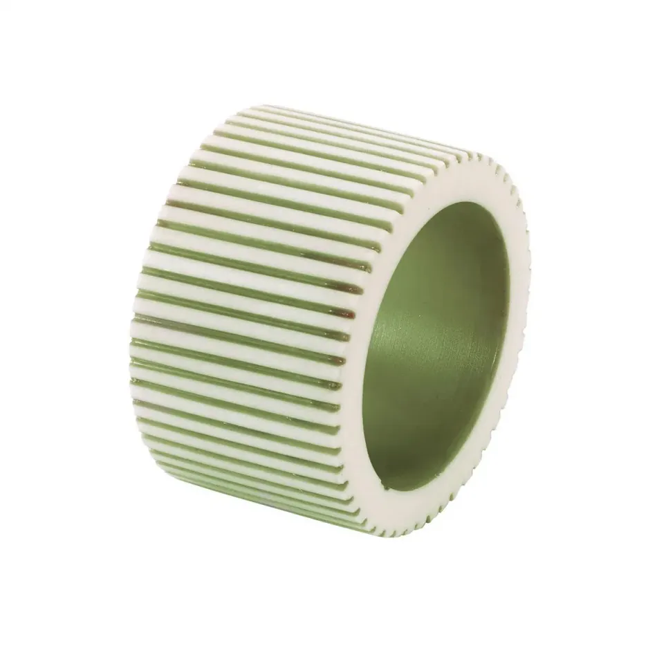 Pinstripe Green Napkin Rings, Set of 4