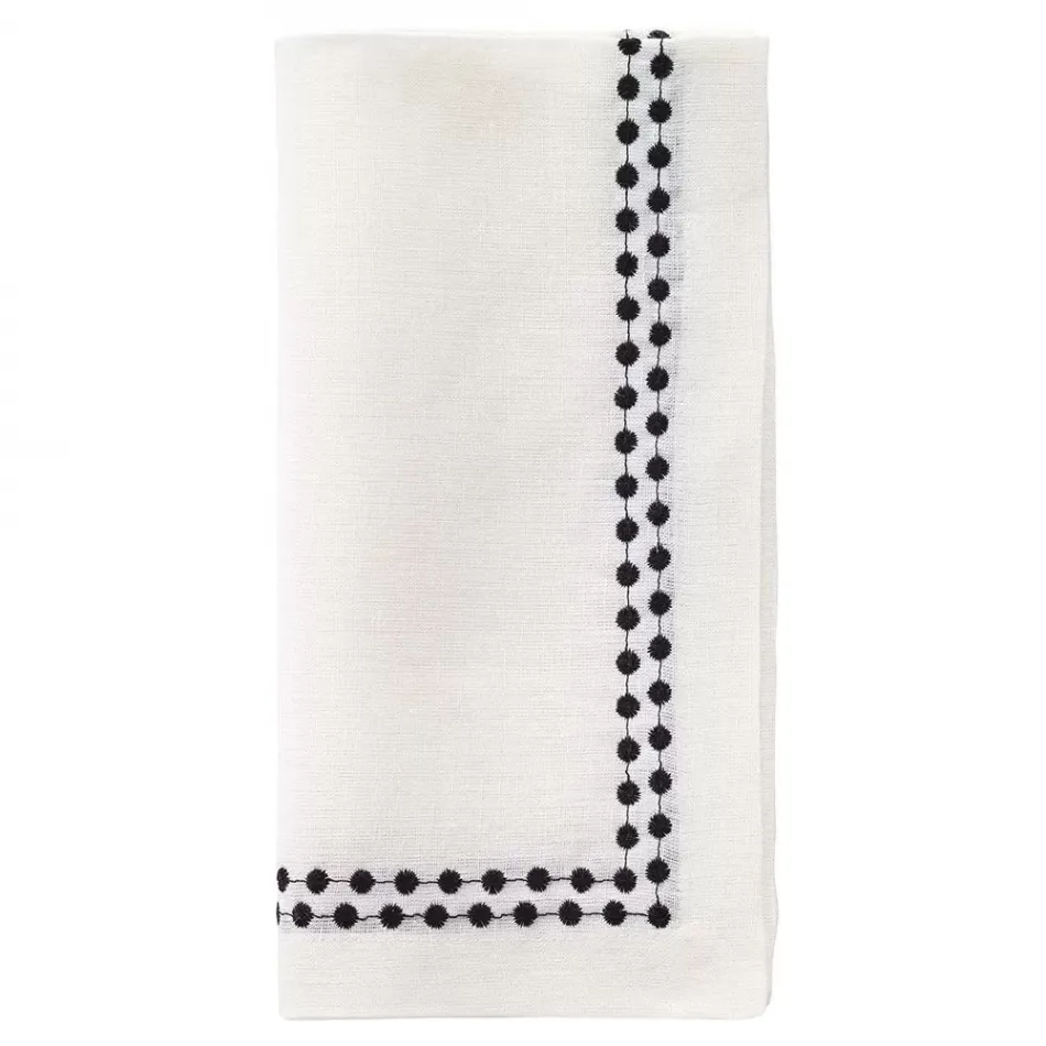 Pearls Black 21" Napkins, Set of Four