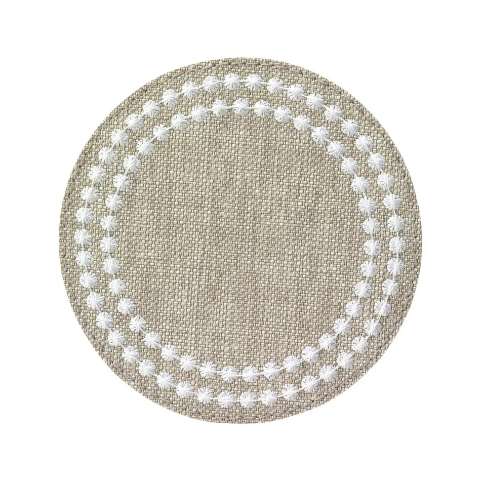 Pearls Beige White Coasters, Set of 4