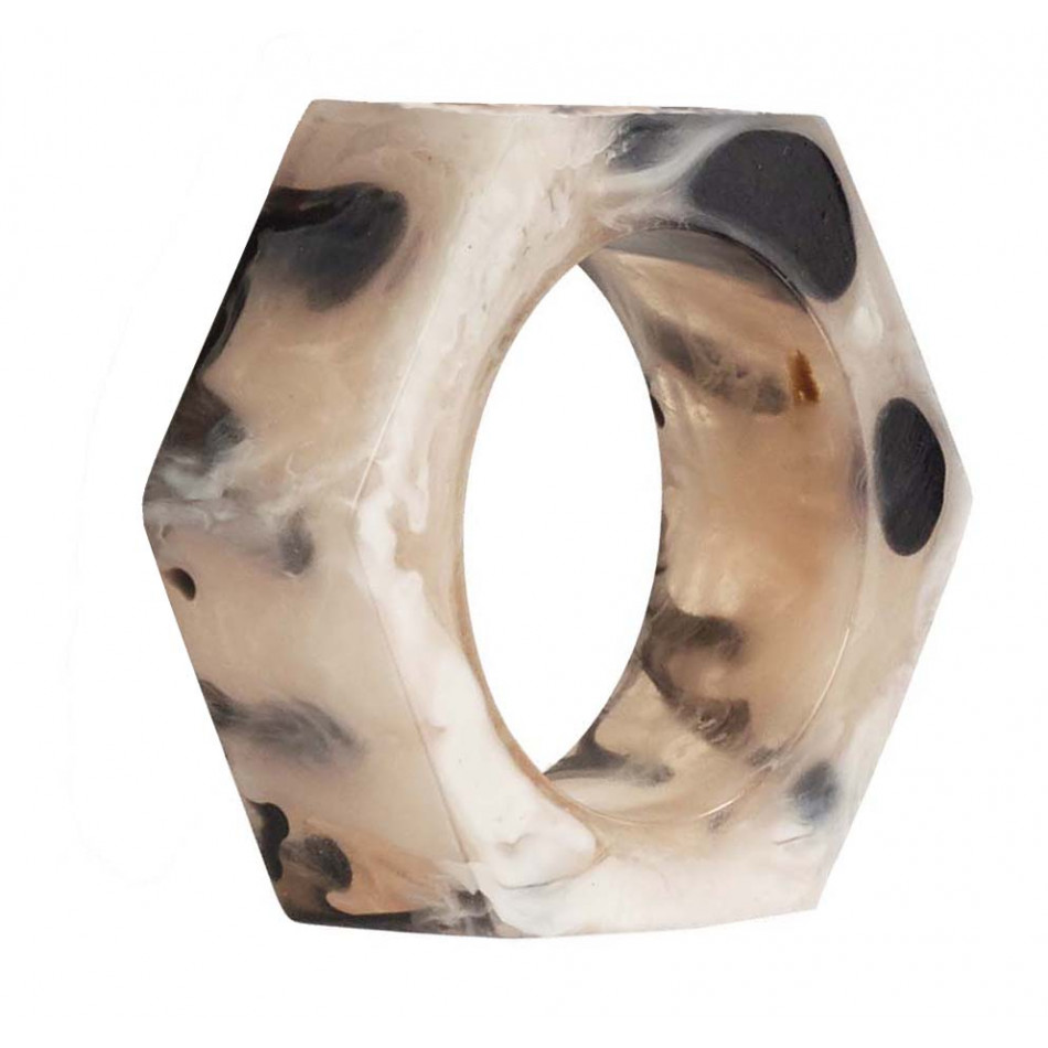 Piper Beige Marble Napkin Rings, Set of Four