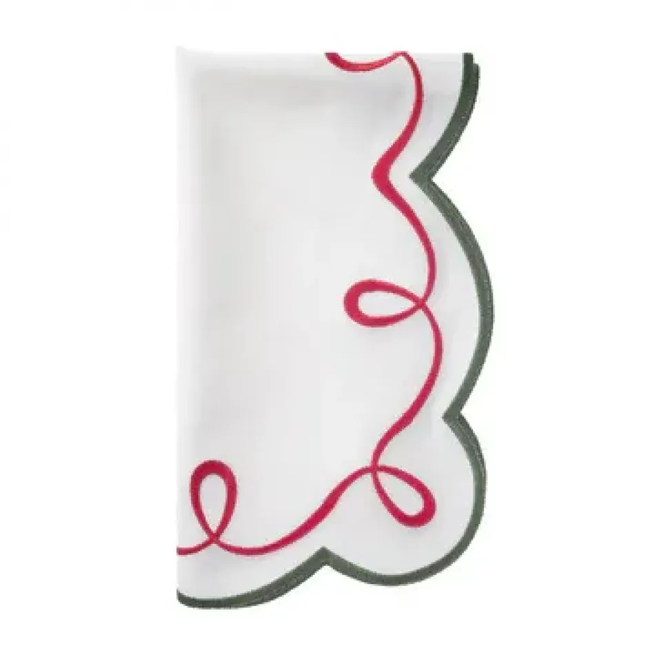 Ribbon Twirl Red Green Napkin 21" Pack of 4