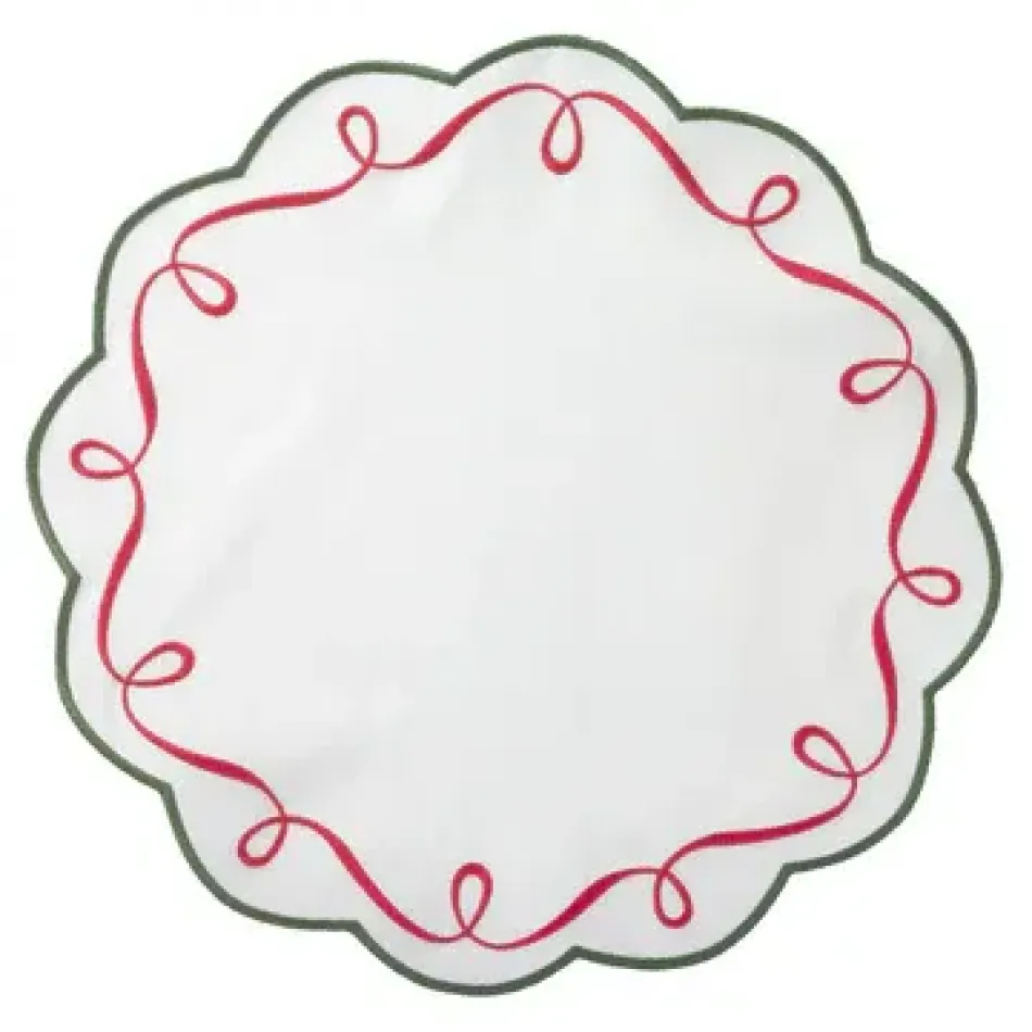 Ribbon Twirl Red Green Round Placemat Pack of 4