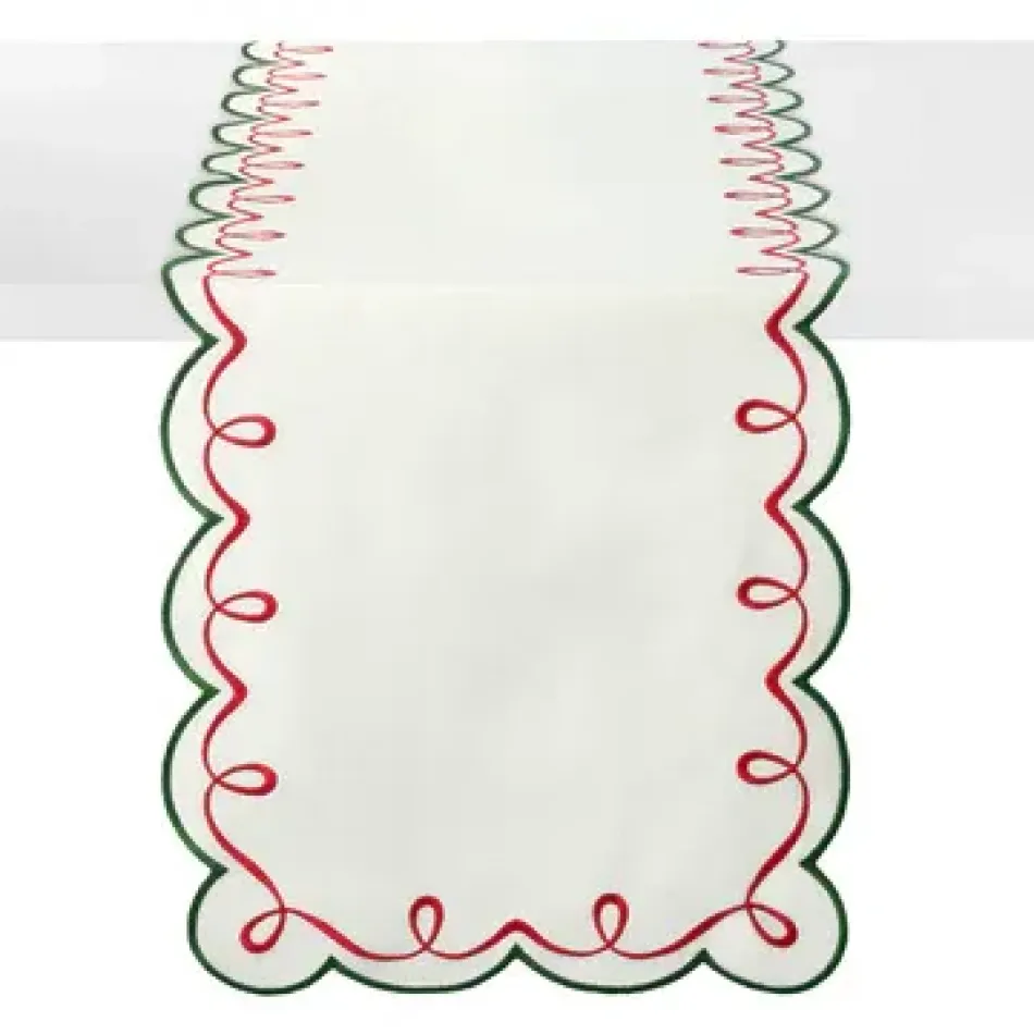 Ribbon Twirl Red & Green Runner 15x55"