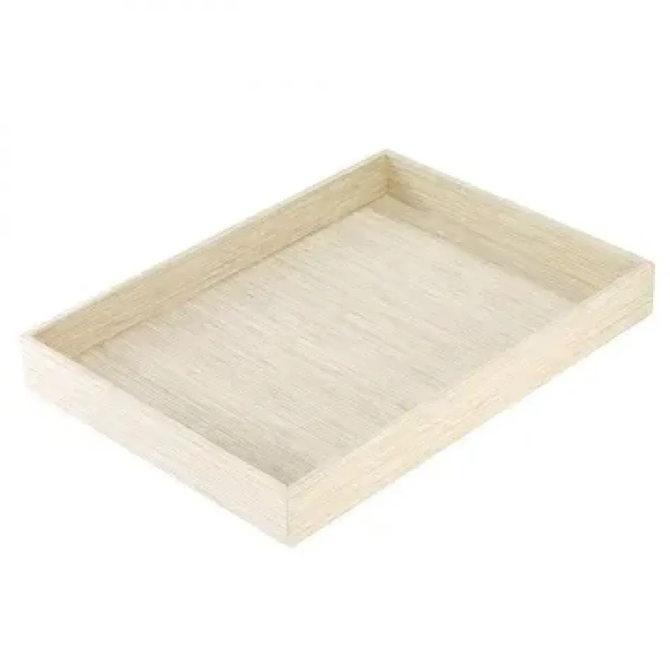 Grasscloth Ecru Rectangle Tray