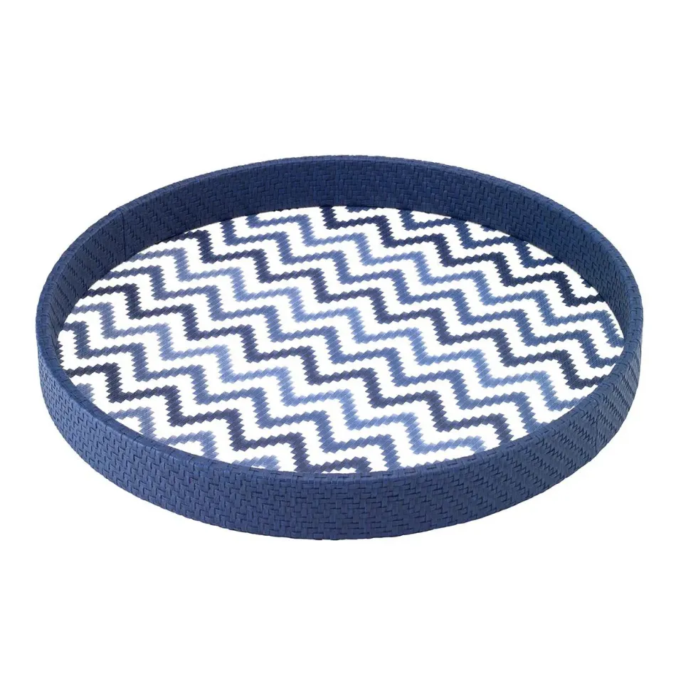 Ripple Navy Round Tray