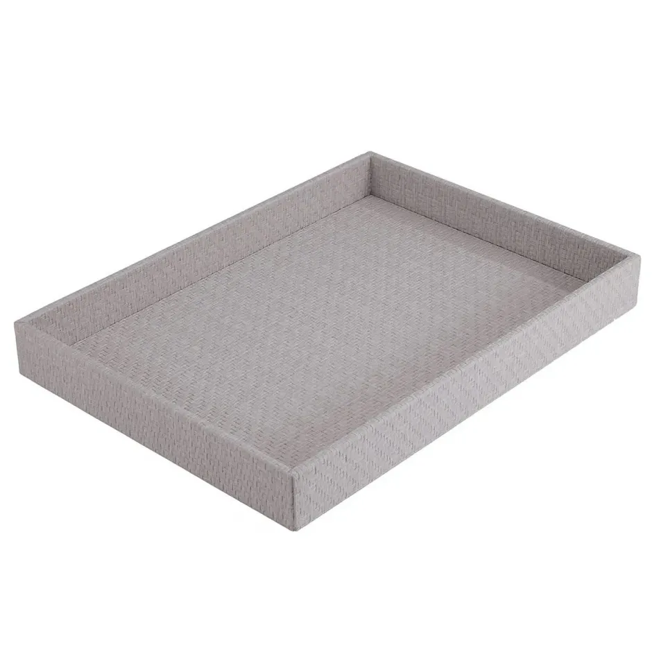 Wicker Gray Rectangular Tray