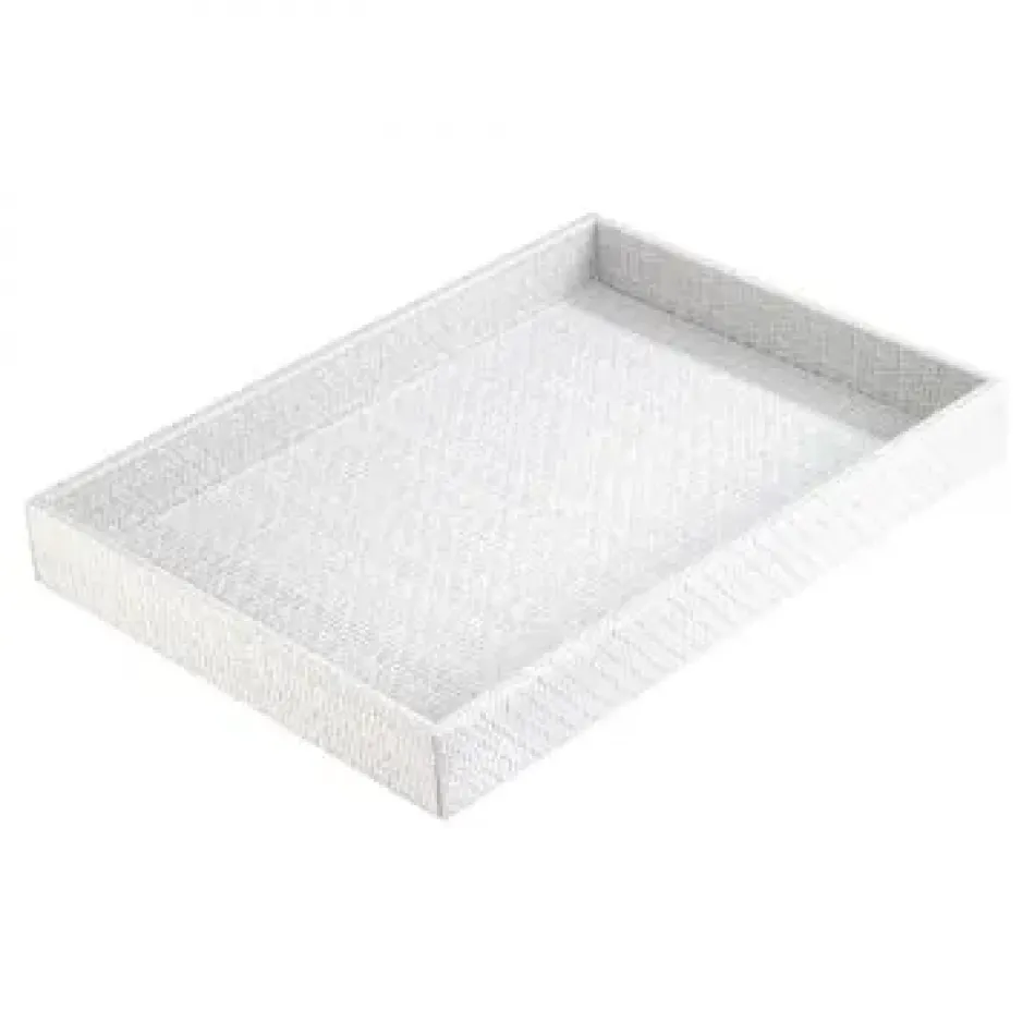 Wicker White Rectangle Tray