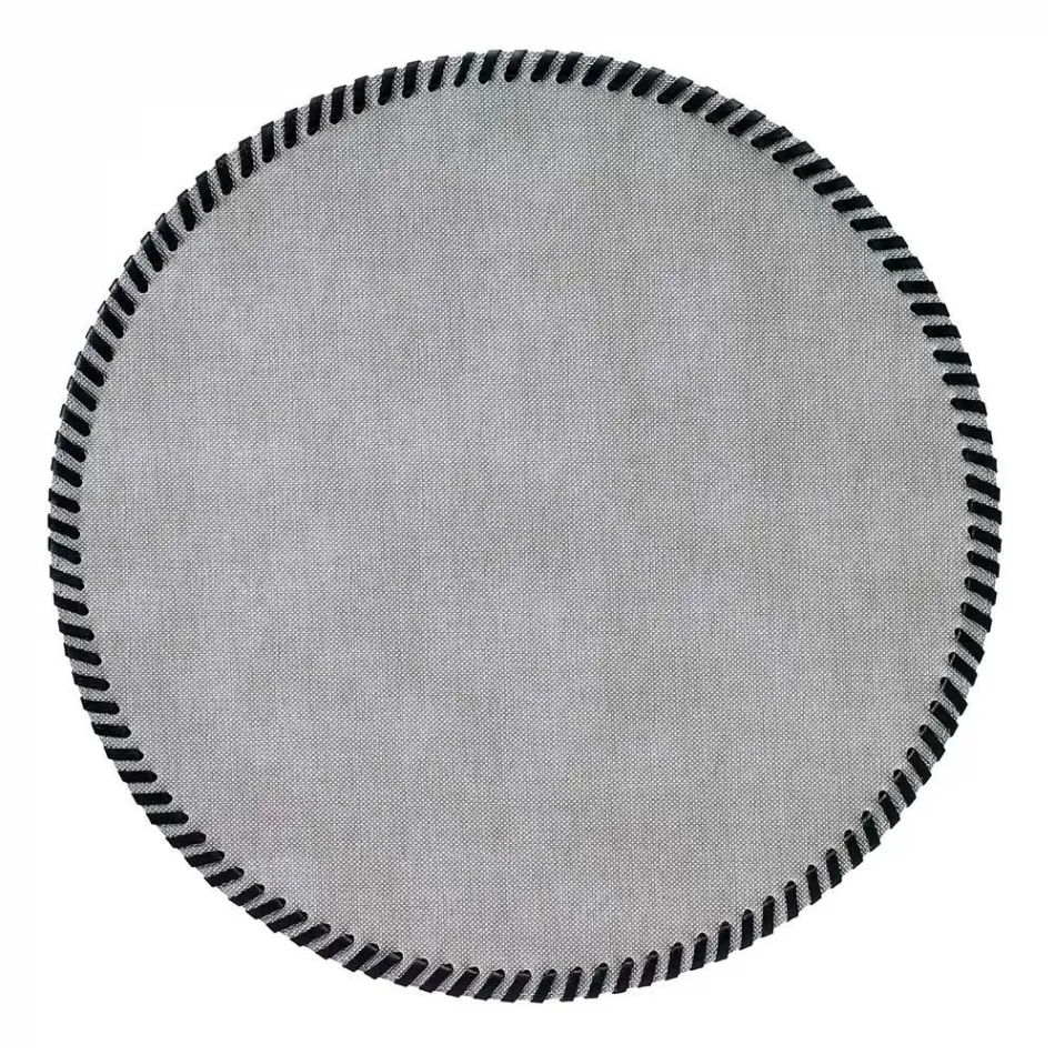 Whipstitch Gray 15" Round Placemat, Set of 4