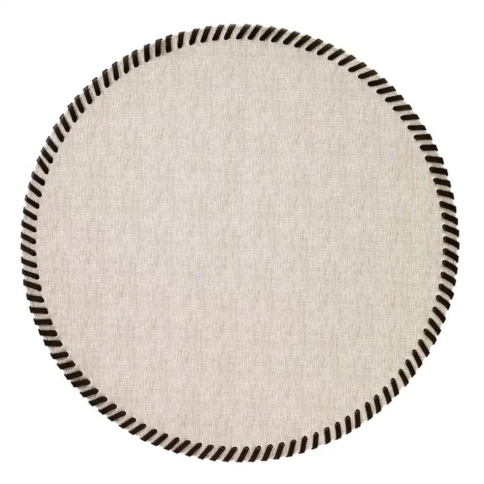 Whipstitch Beige 15" Round Placemat, Set of 4