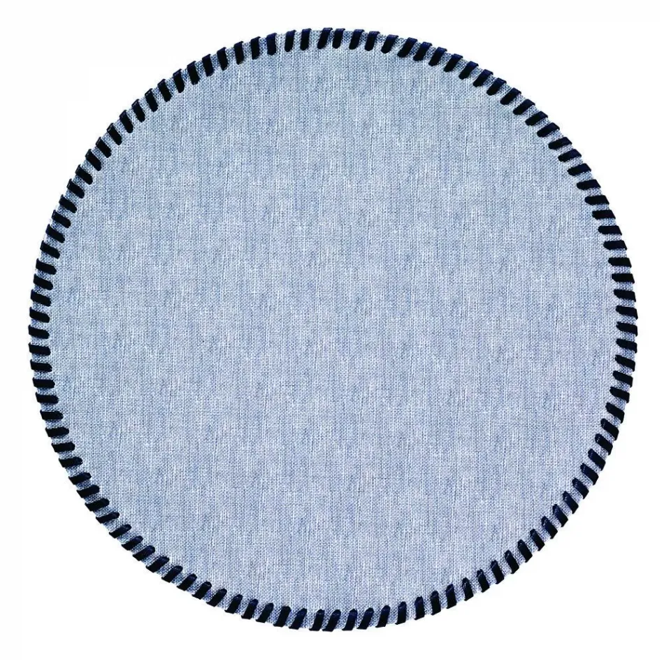 Whipstitch Bluebell 15" Round Placemats, Set of Four