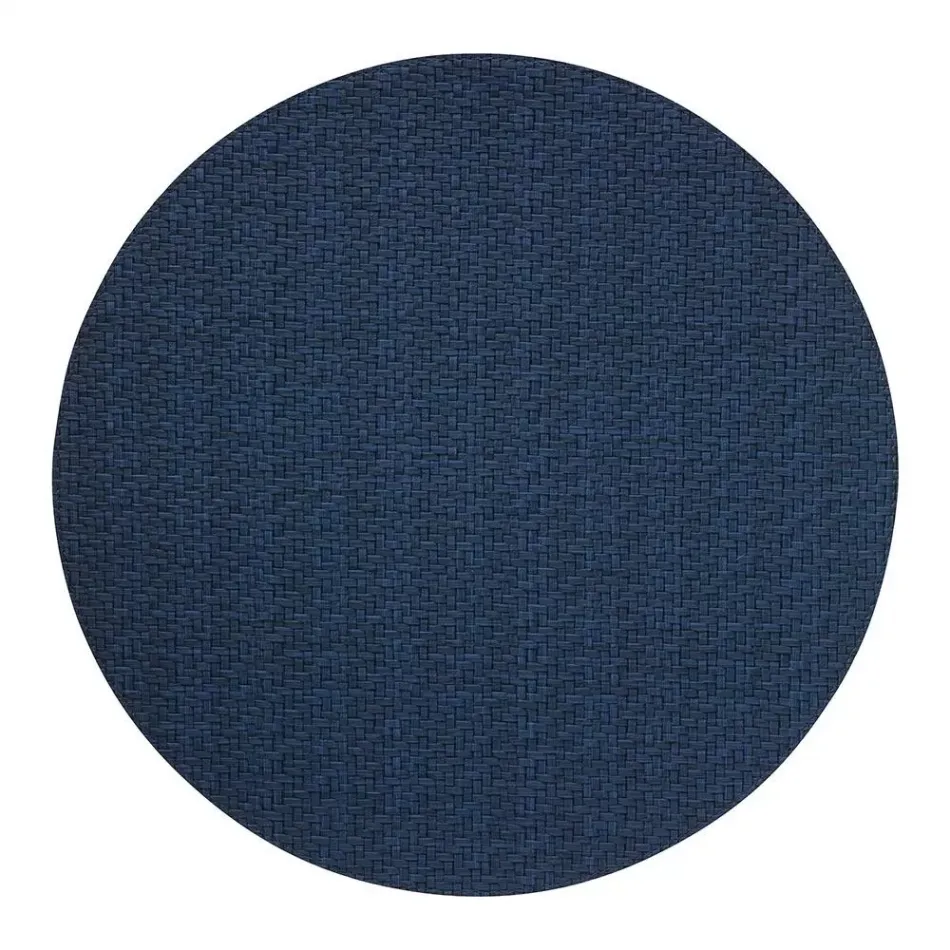 Wicker Navy 15" Round Placemats, Set of Four