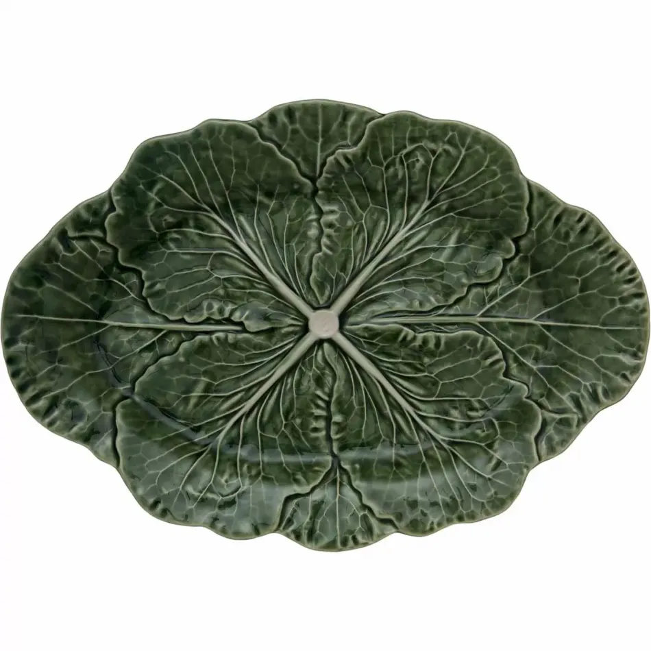 Cabbage Green/Natural Oval Platter 15"