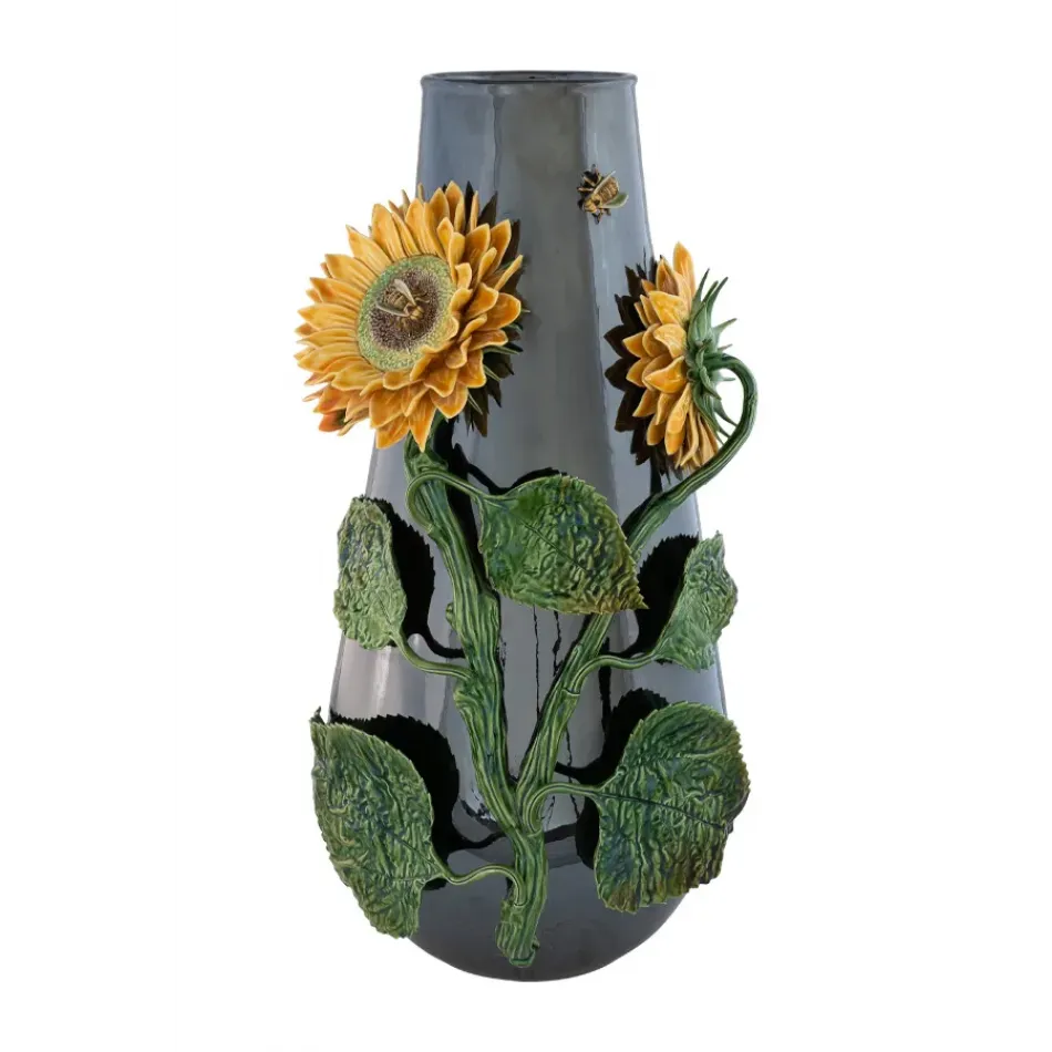 Arte Bordallo Large Pot With Sunflower