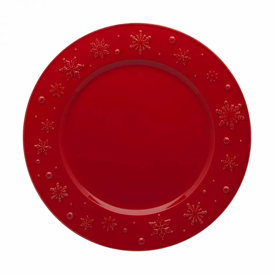 Snowflakes Red Charger Plate