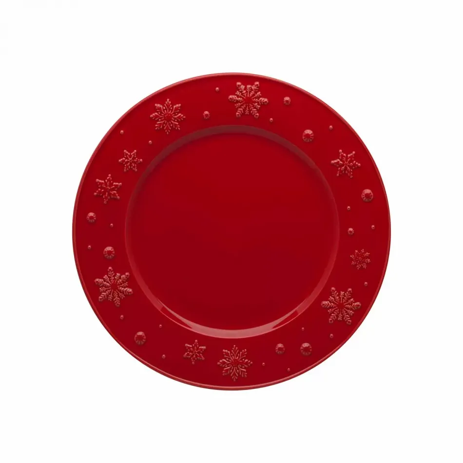 Snowflakes Red Dinner Plate