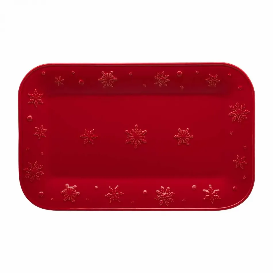 Snowflakes Red Platter 34.5