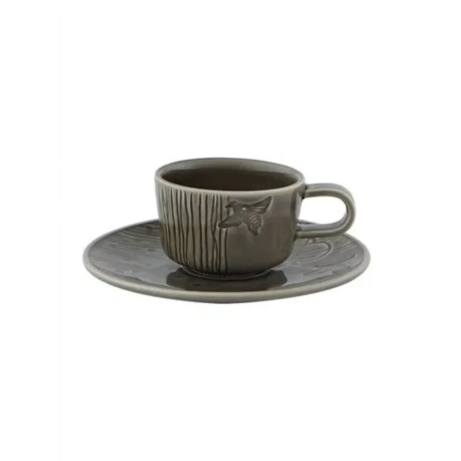 Parody Tea Cup & Saucer Grey