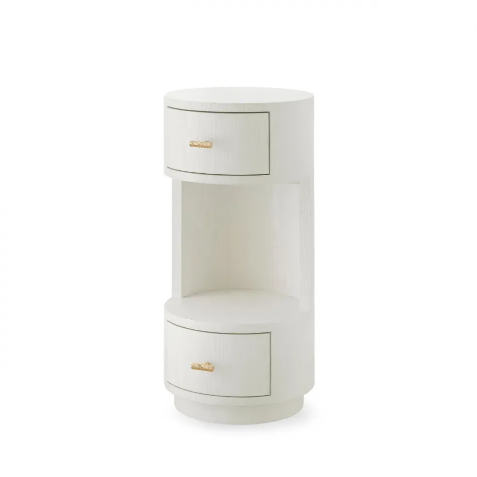 Aaron Sand White 2-Drawer Side Table