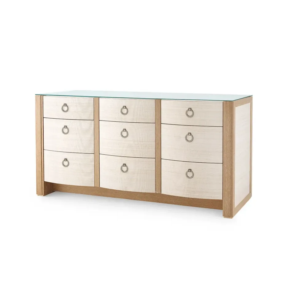 Albert Light Natural Shimmer 9-Drawer with Glass Top Extra Large