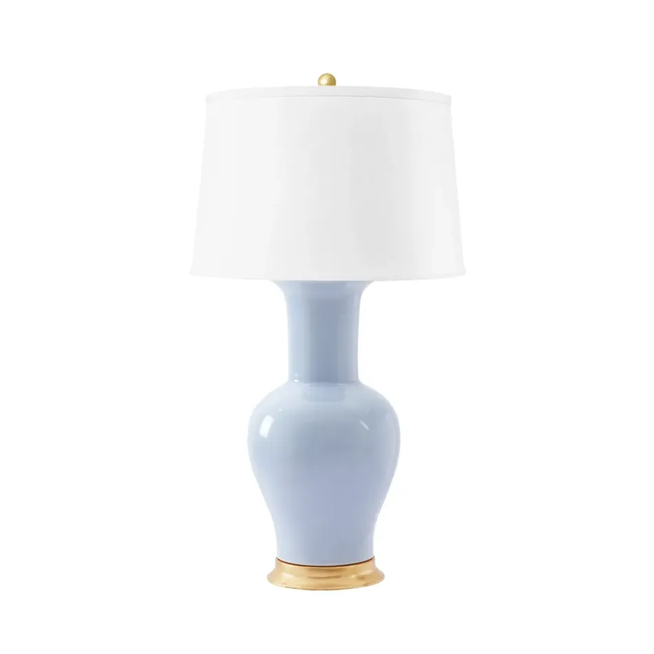 Acacia Gold / Periwinkle Blue Lamp with Shade 17-inch White Linen