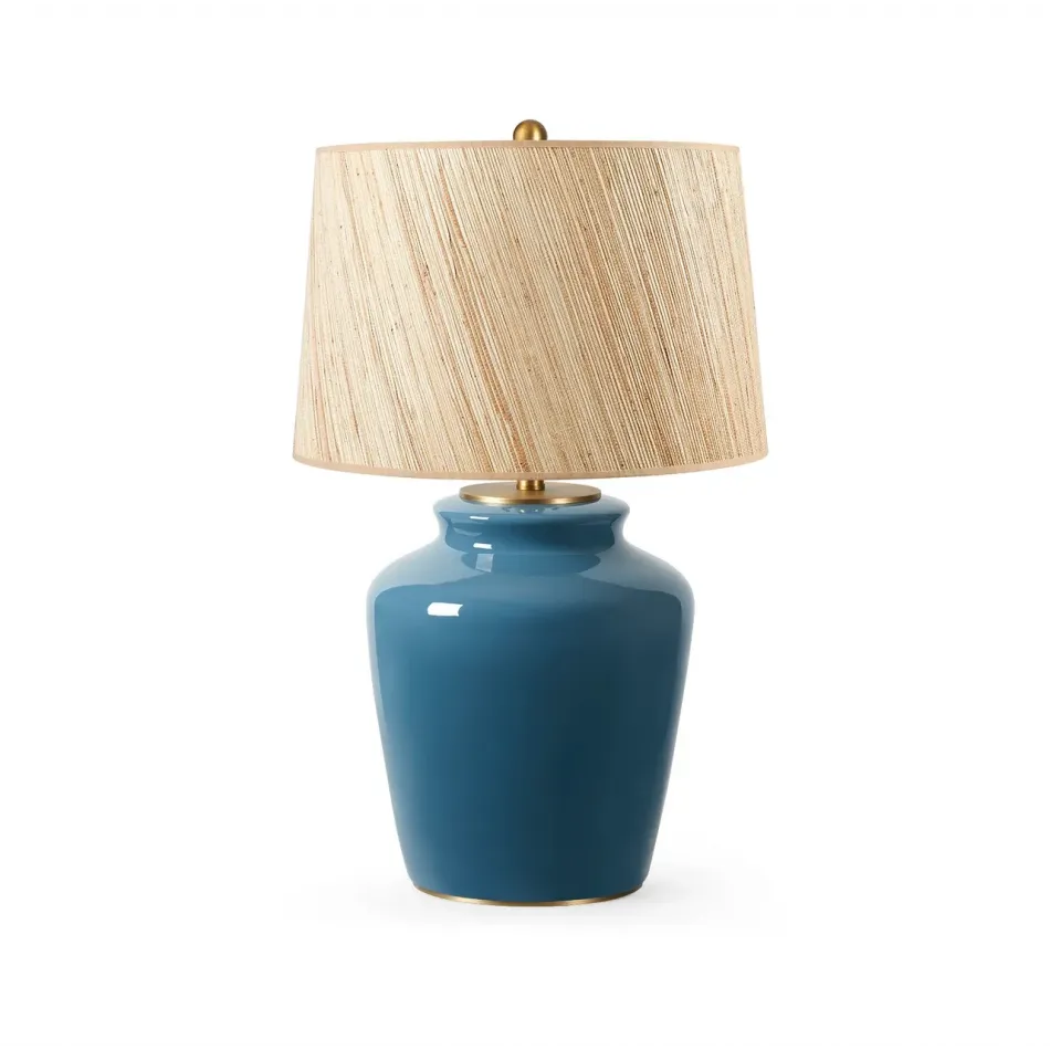 Aksel Cruise Teal Lamp with Shade 17-inch Papyrus with Gold