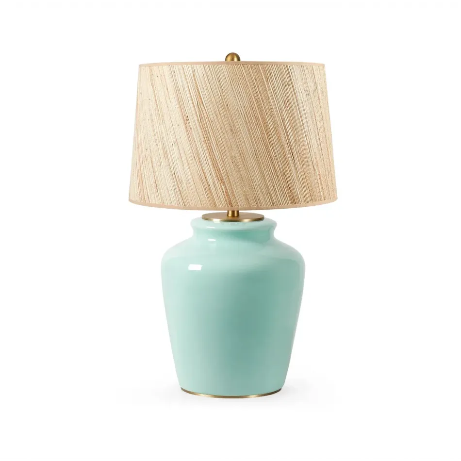 Aksel Pacific Teal Lamp with Shade 17-inch Papyrus with Gold