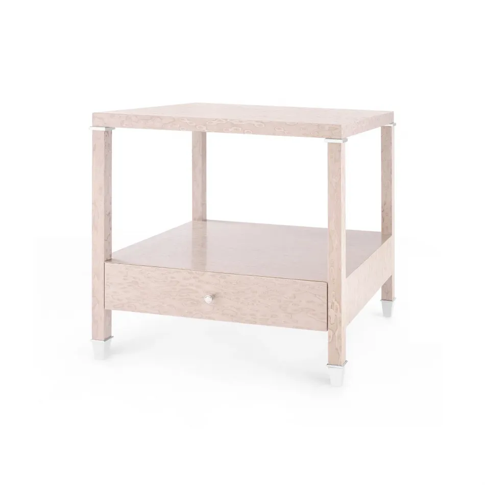 Alessandra 1-Drawer Side Table Taupe Gray