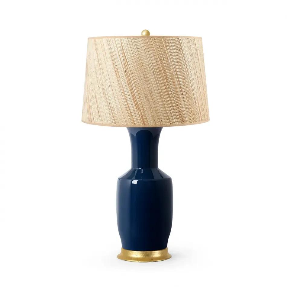 Alia Navy Blue Lamp with Shade 17-inch Papyrus with Gold