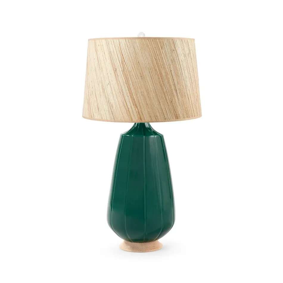 Aurora Emerald Green Lamp with Shade 17-inch Papyrus with Nickel