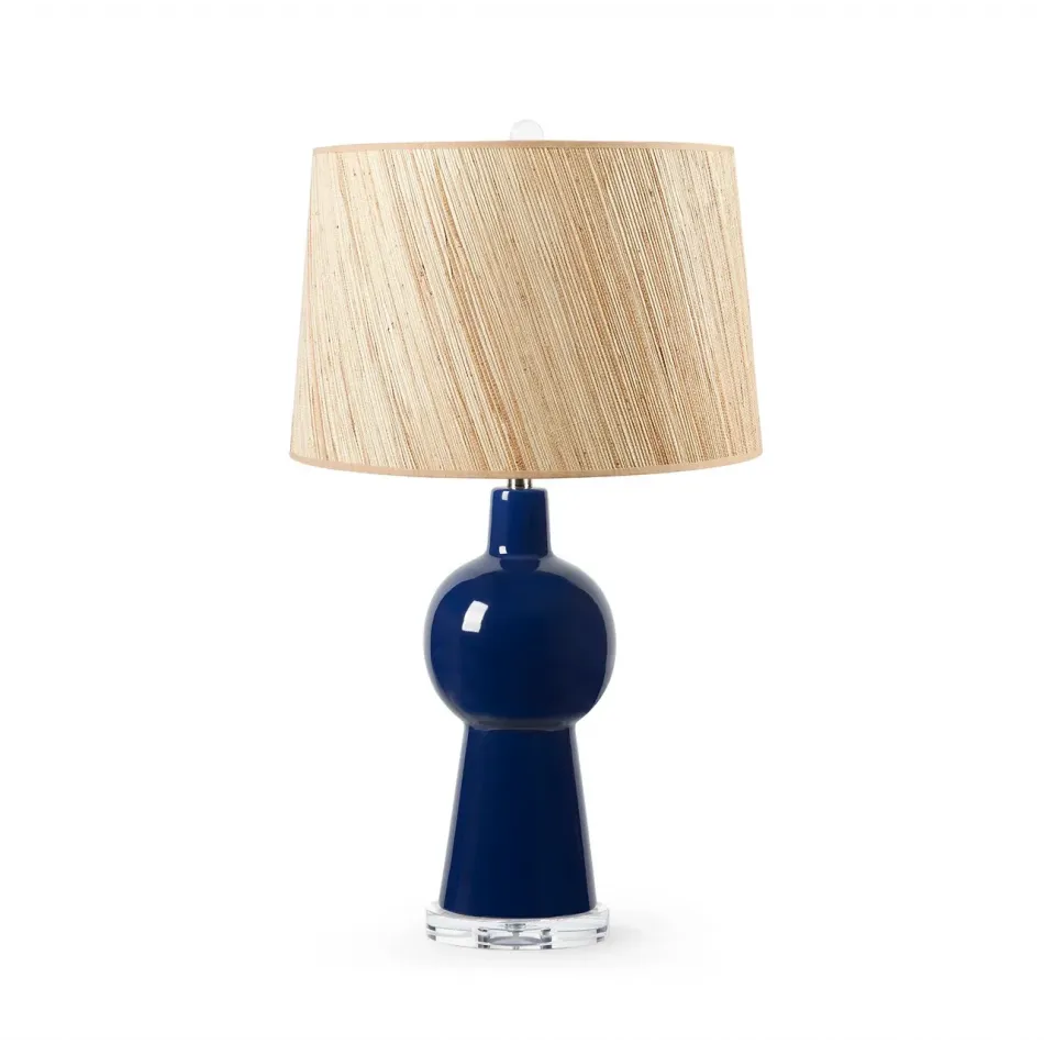 Astrid Nocturne Blue Lamp with Shade 17-inch Papyrus with Nickel