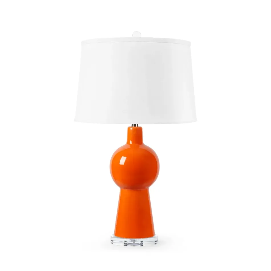 Astrid Nickel / Carnelian Orange Lamp with Shade 17-inch White Linen