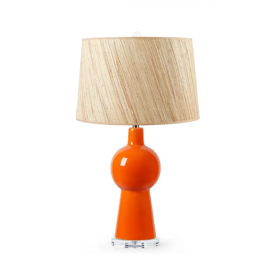 Astrid Carnelian Orange Lamp with Shade 17-inch Papyrus, with Nickel
