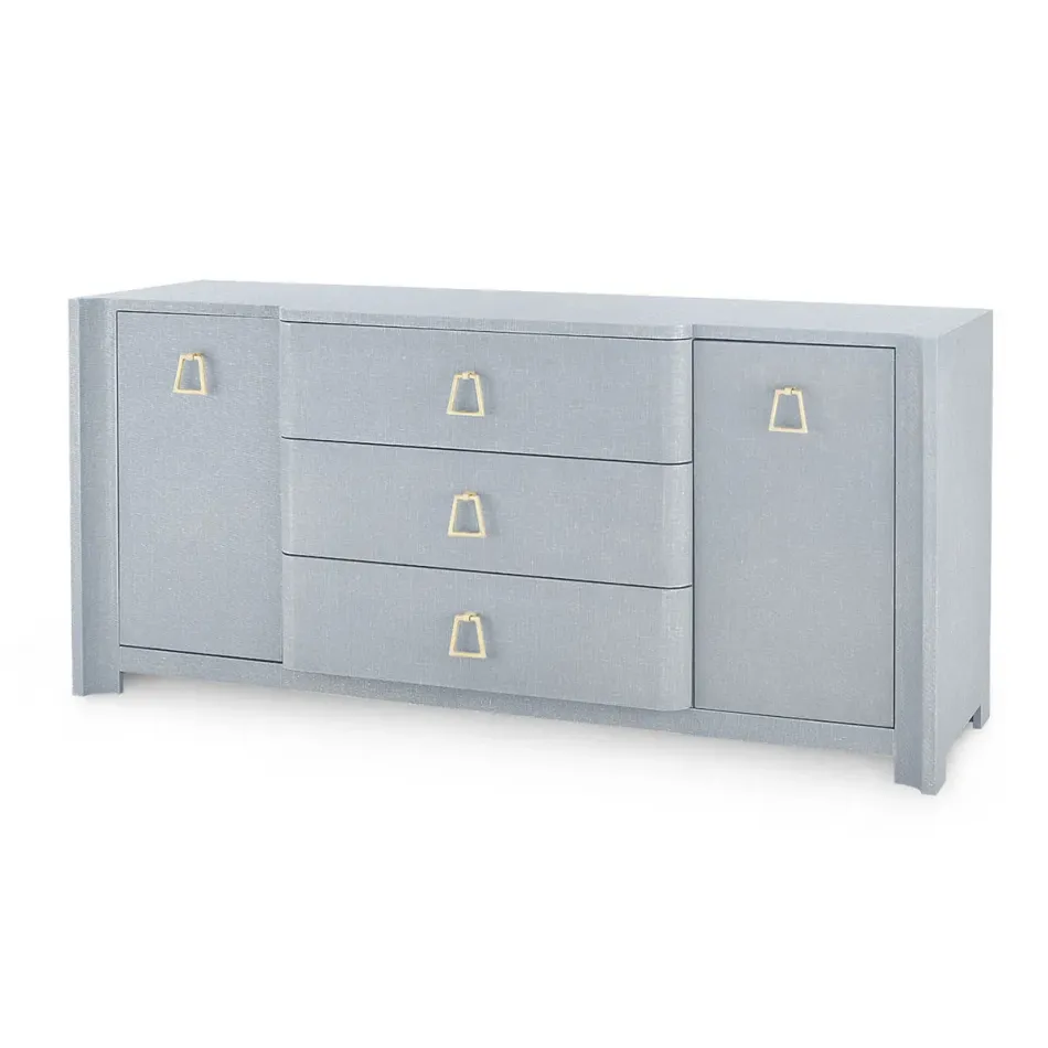 Audrey Washed Winter Gray 3-Drawer & 2-Door Cabinet