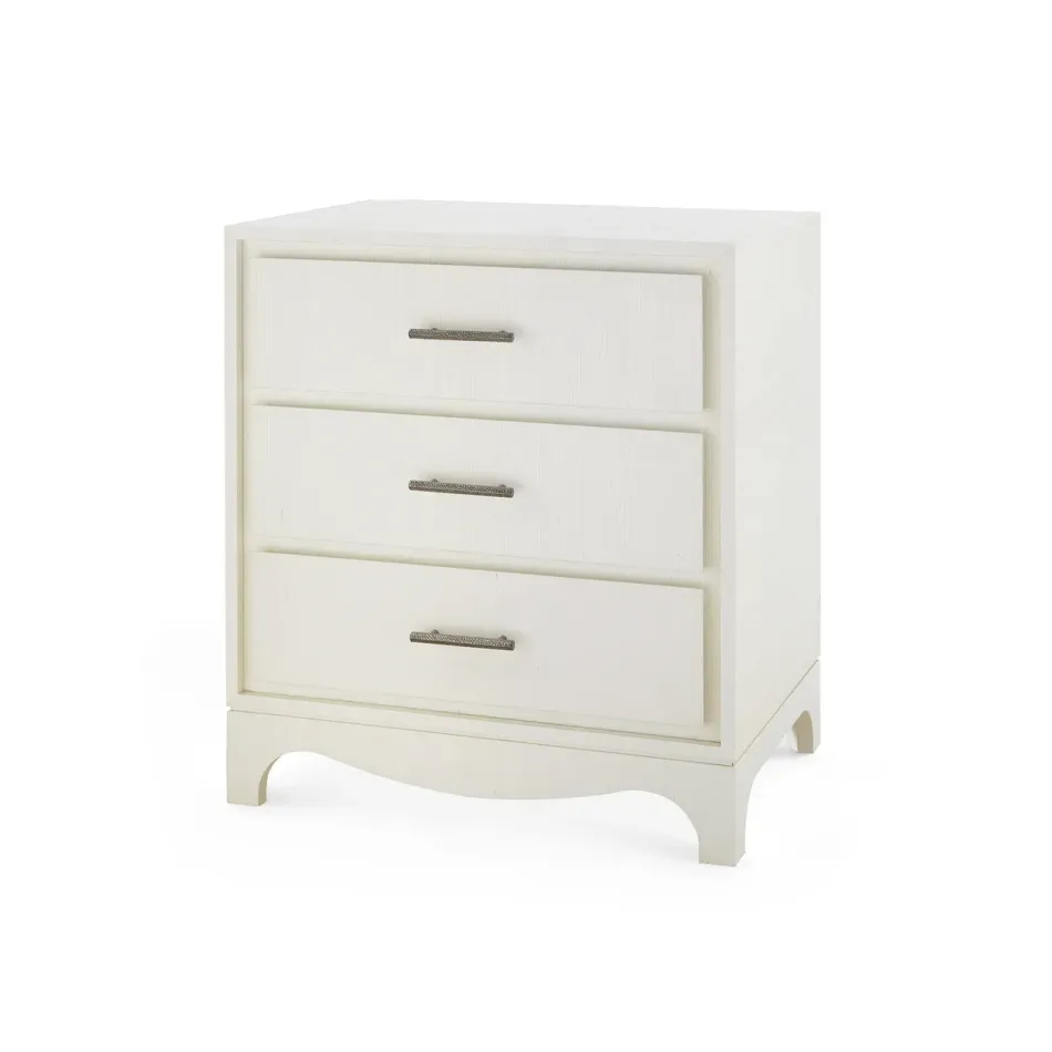 Barrett Sand White 3-Drawer Side Table