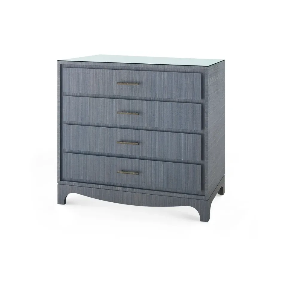 Barrett Denim Mist 4-Drawer with Glass Top Large