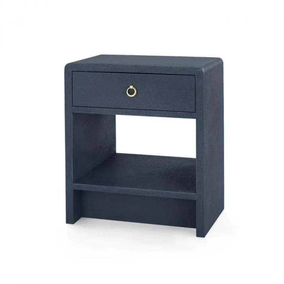Benjamin Linen 1-Drawer Side Table Blue Steel