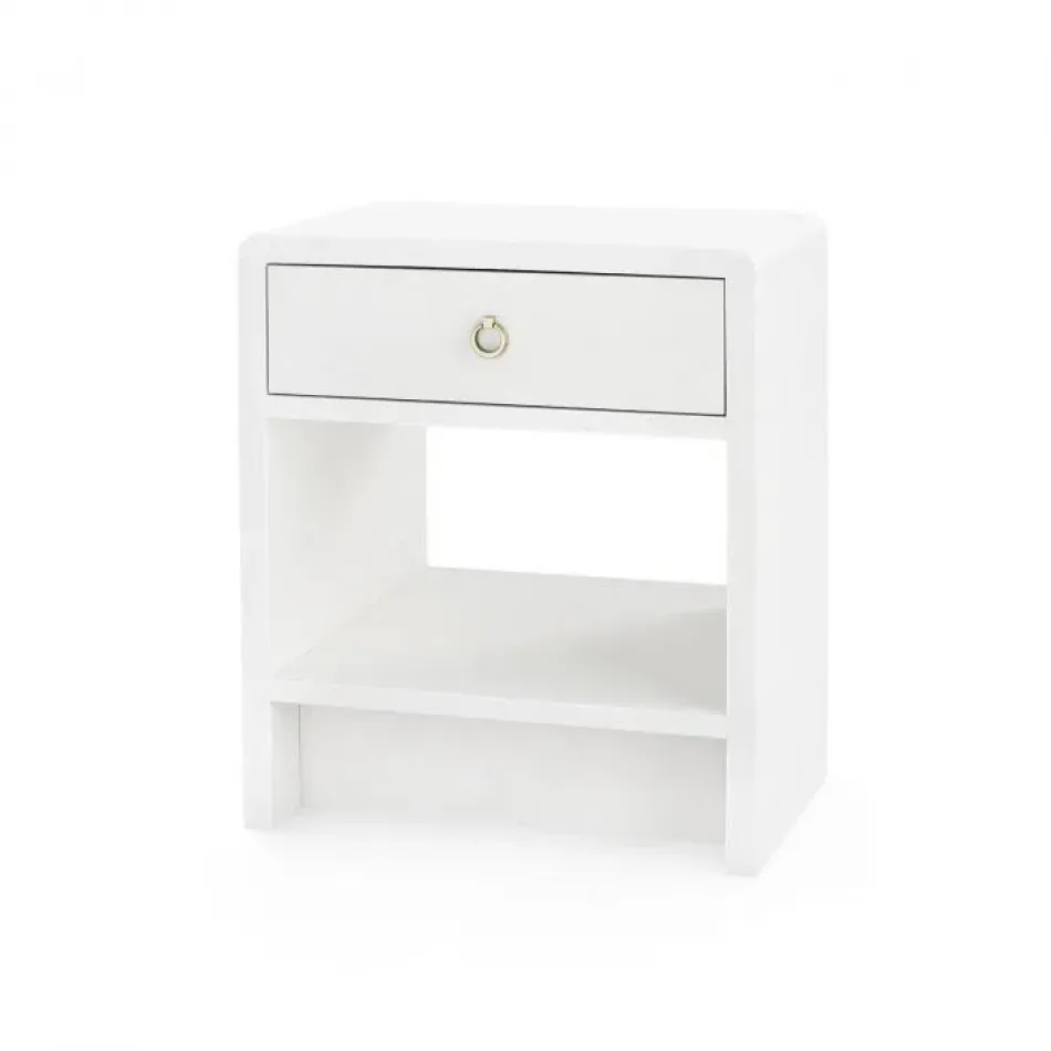 Benjamin Linen 1-Drawer Side Table Chiffon White