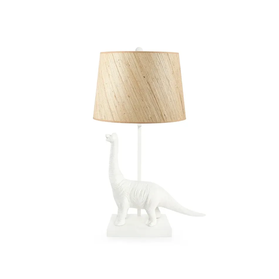 Bruno Plaster White Lamp with Shade 14-inch Papyrus with Nickel