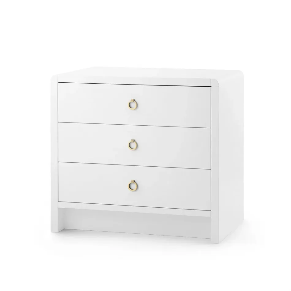 Bryant 3-Drawer Side Table White Pearl