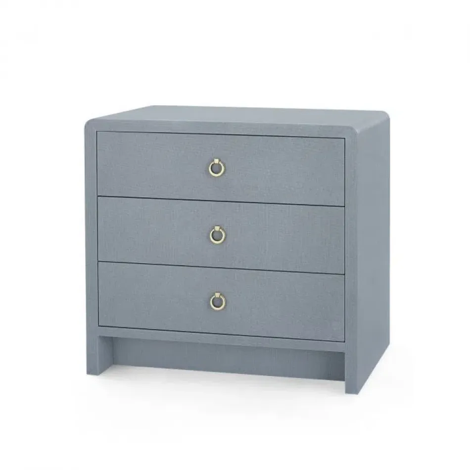 Bryant Linen 3-Drawer Side Table Winter Gray